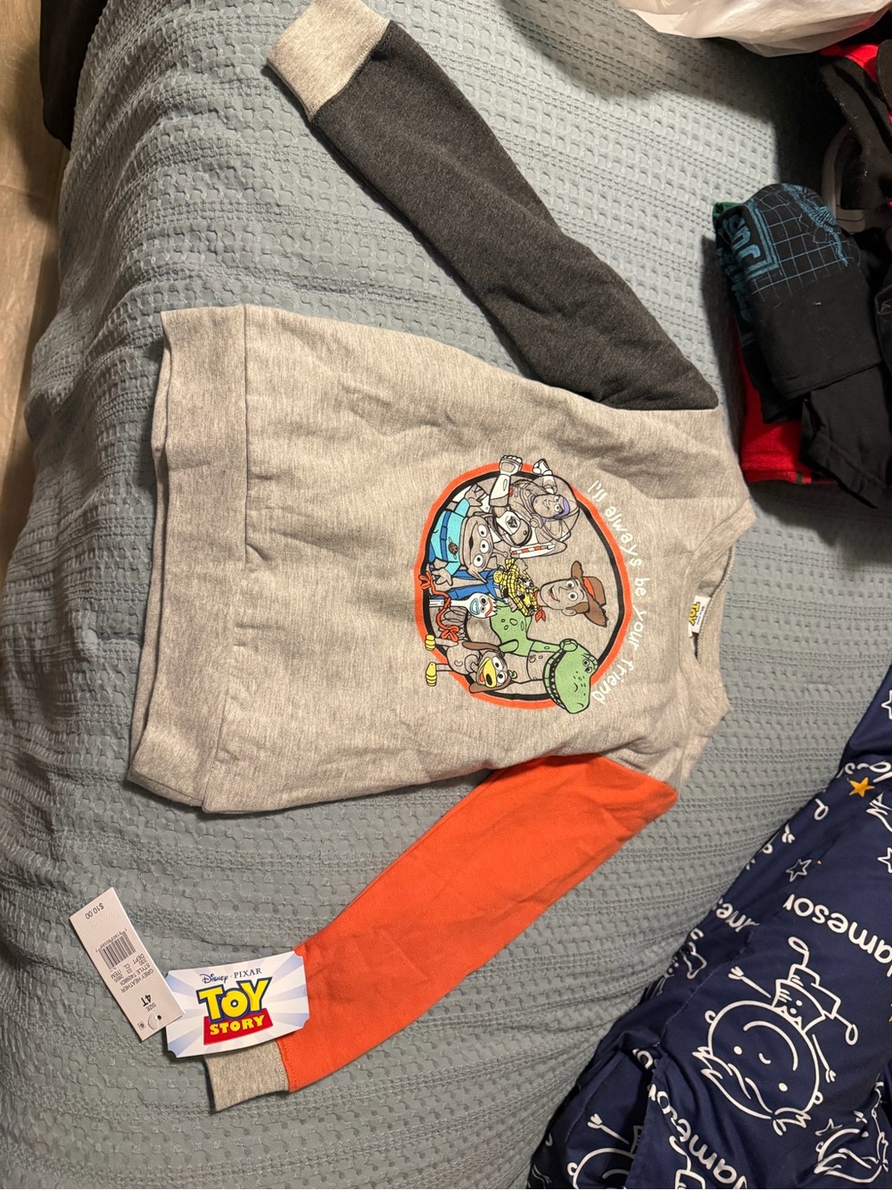 Disney Toy Story Raglan Sweatshirt - Gray with Orange & Charcoal Sleeves